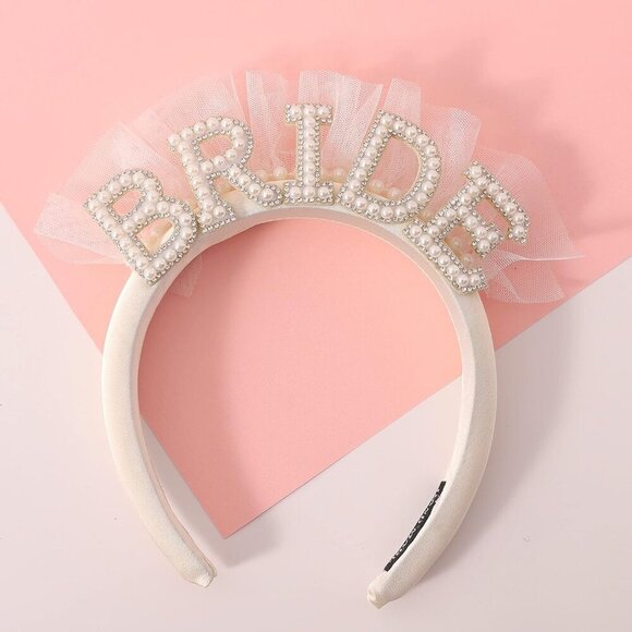Bridal Hair Accessory Pearl Rhinestone Wedding Headband Bridal Party
